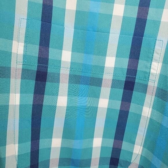 Peter Millar Blue & White Cotton Plaid Long Sleeve Collared Button Down Shirt - Picture 8 of 11